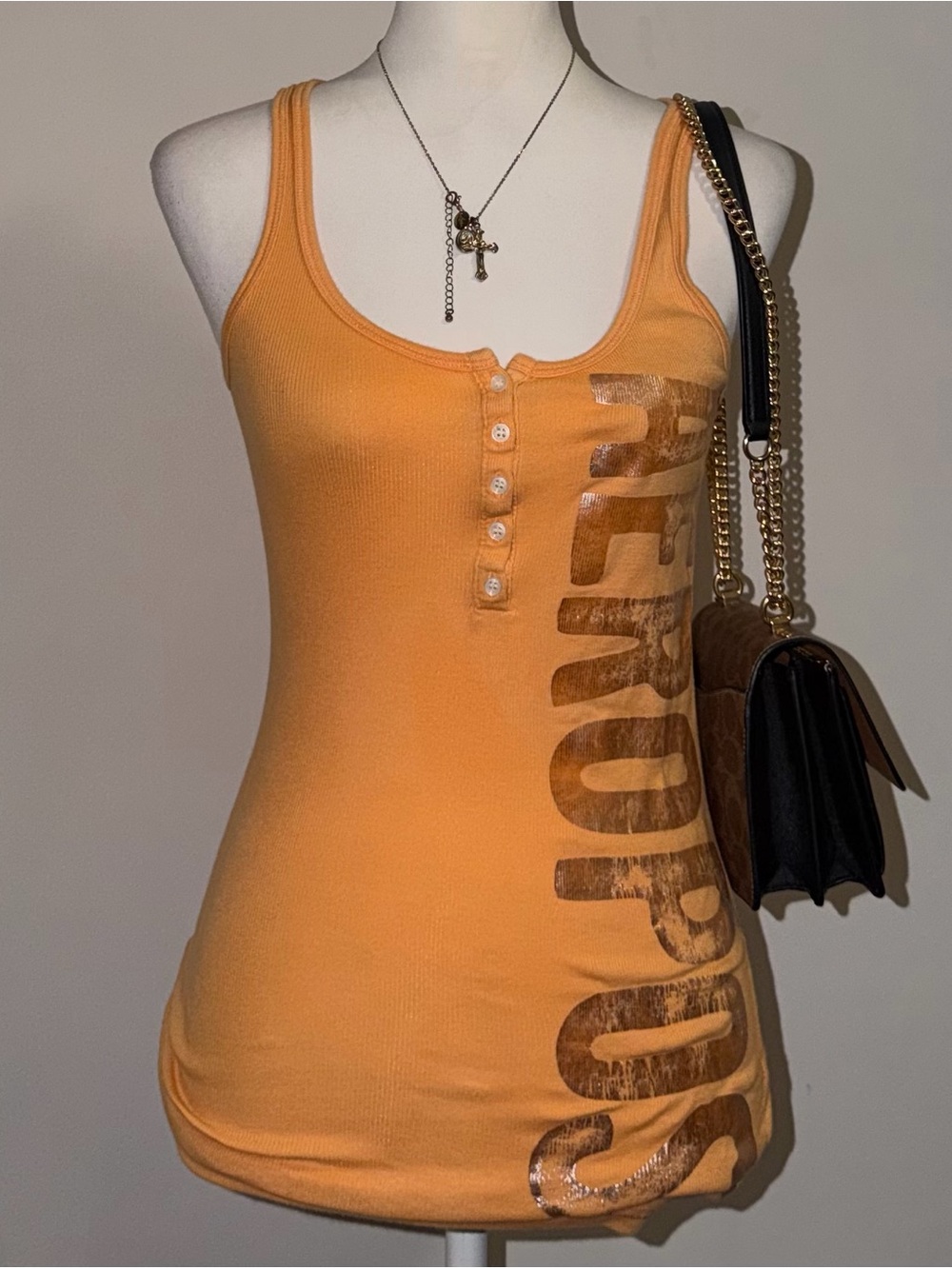 2000s vintage style 2010 aeropostale vertical aeropostale spellout cami tank top